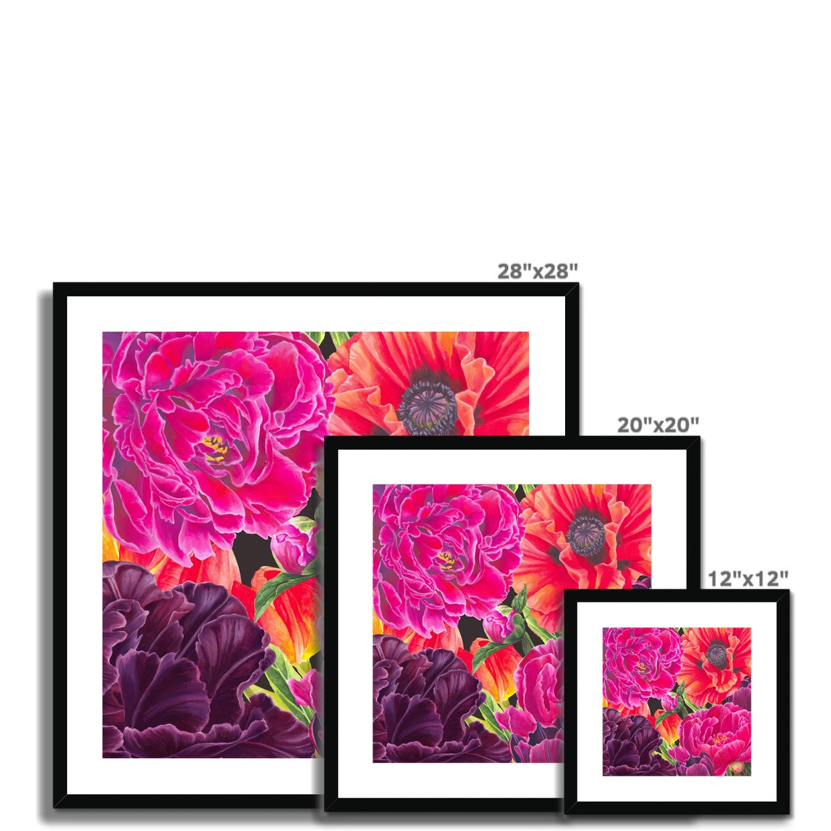 Springtime Passion Bold Floral Fine Art Framed & Mounted Print