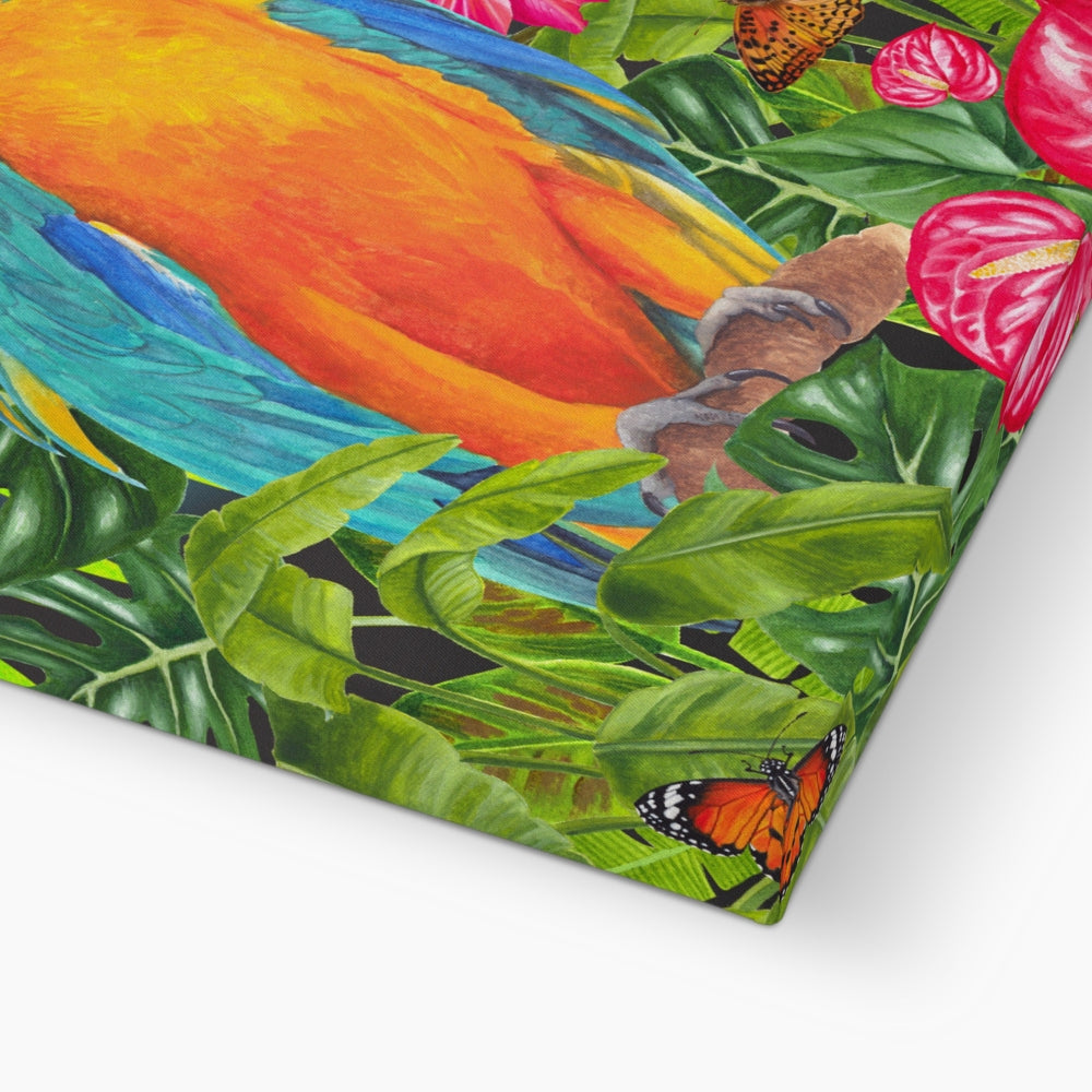 Tropical Dreams Floral Bird Art Canvas Print