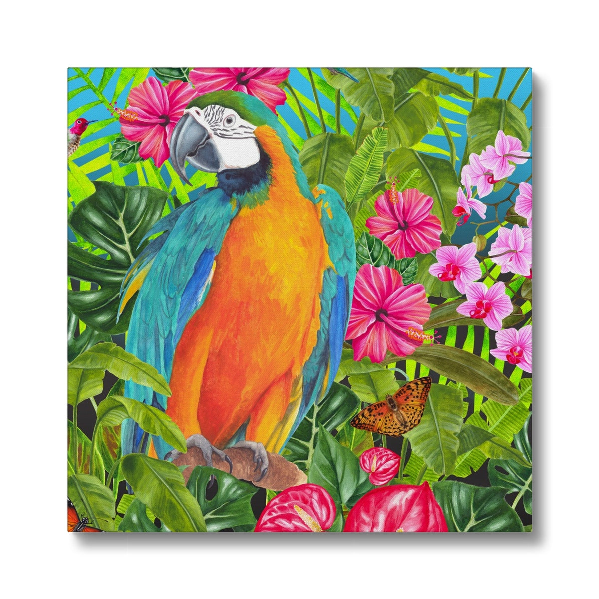 Tropical Dreams Floral Bird Art Canvas Print
