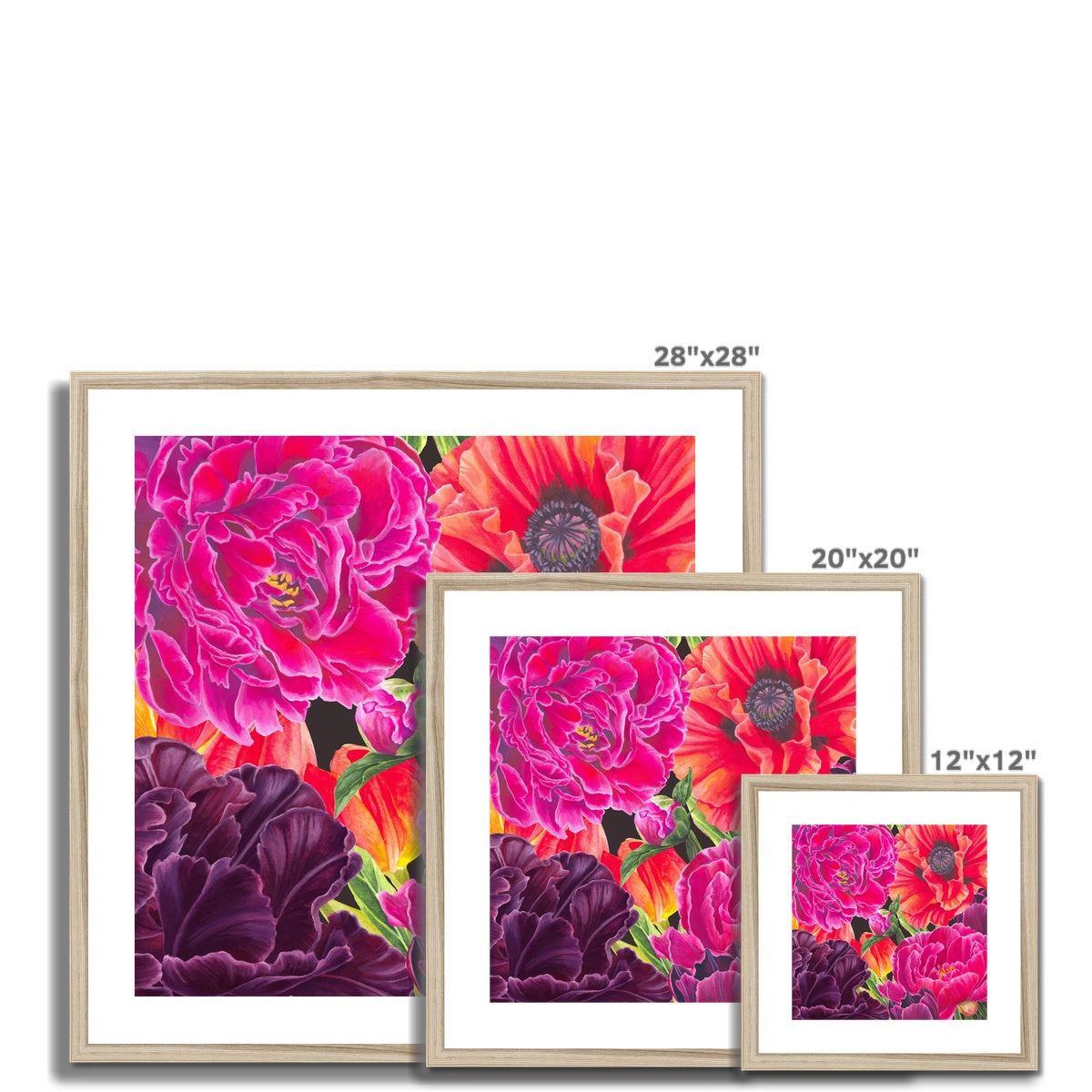 Springtime Passion Bold Floral Fine Art Framed & Mounted Print