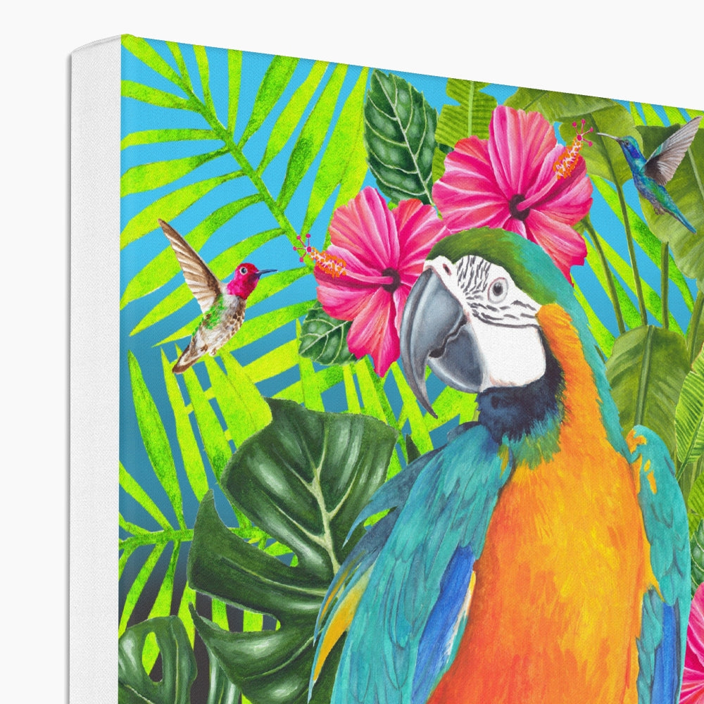 Tropical Dreams Floral Bird Art Canvas Print