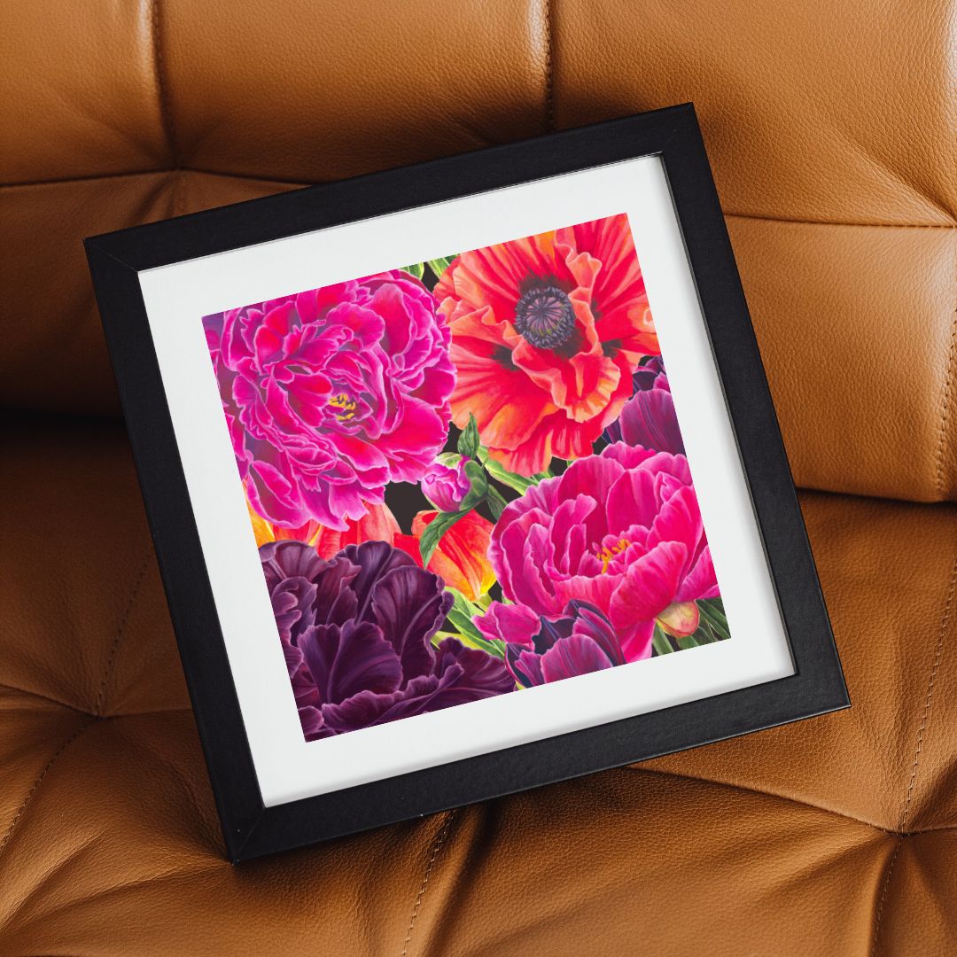 Springtime Passion Bold Floral Fine Art Framed & Mounted Print