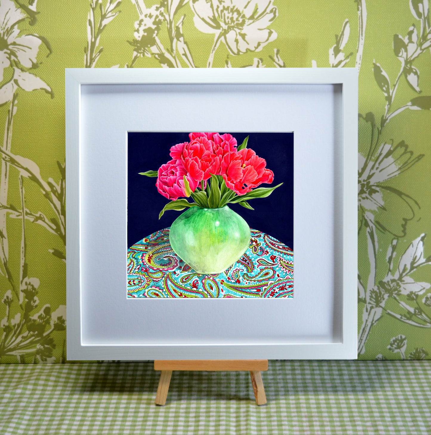 Vase of Tulips Original Mixed Media Painting
