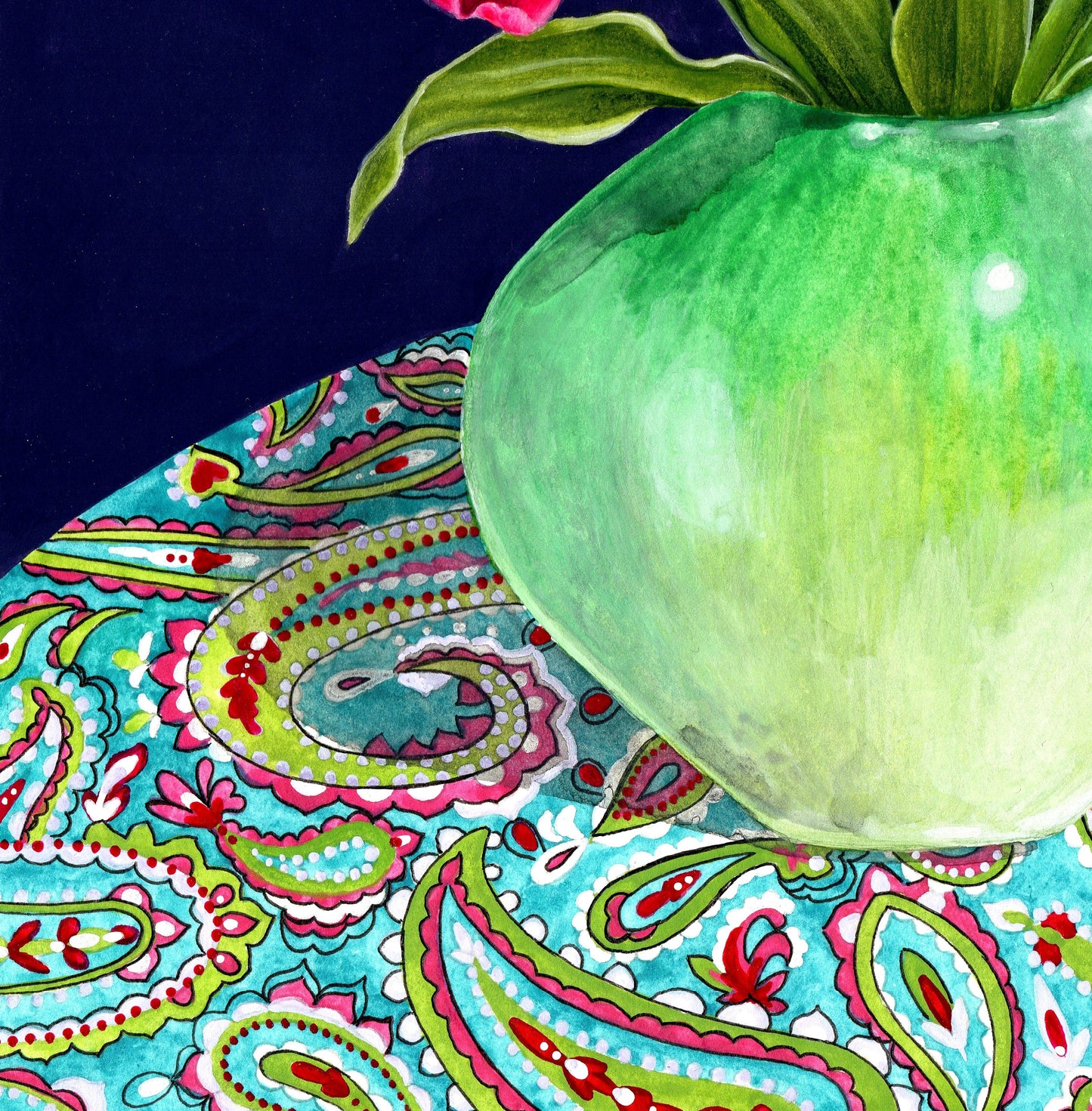 Vase of Tulips Original Mixed Media Painting