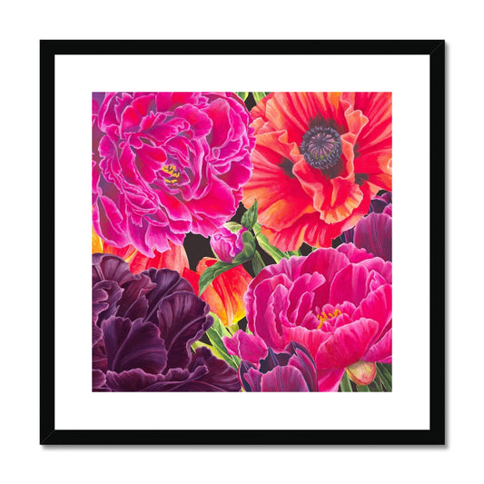 Springtime Passion Bold Floral Fine Art Framed & Mounted Print