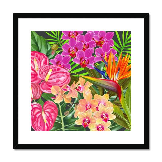 Tropical Florals Botanical Wall Art Framed & Mounted Print