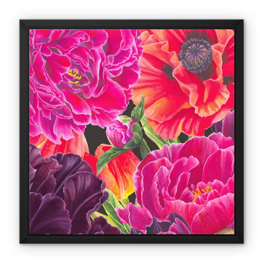 Springtime Passion Bold Floral Fine Art Framed Canvas Print