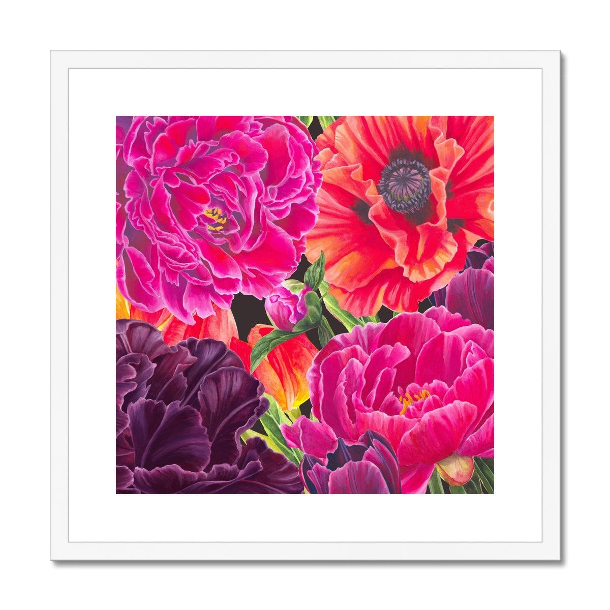 Springtime Passion Bold Floral Fine Art Framed & Mounted Print