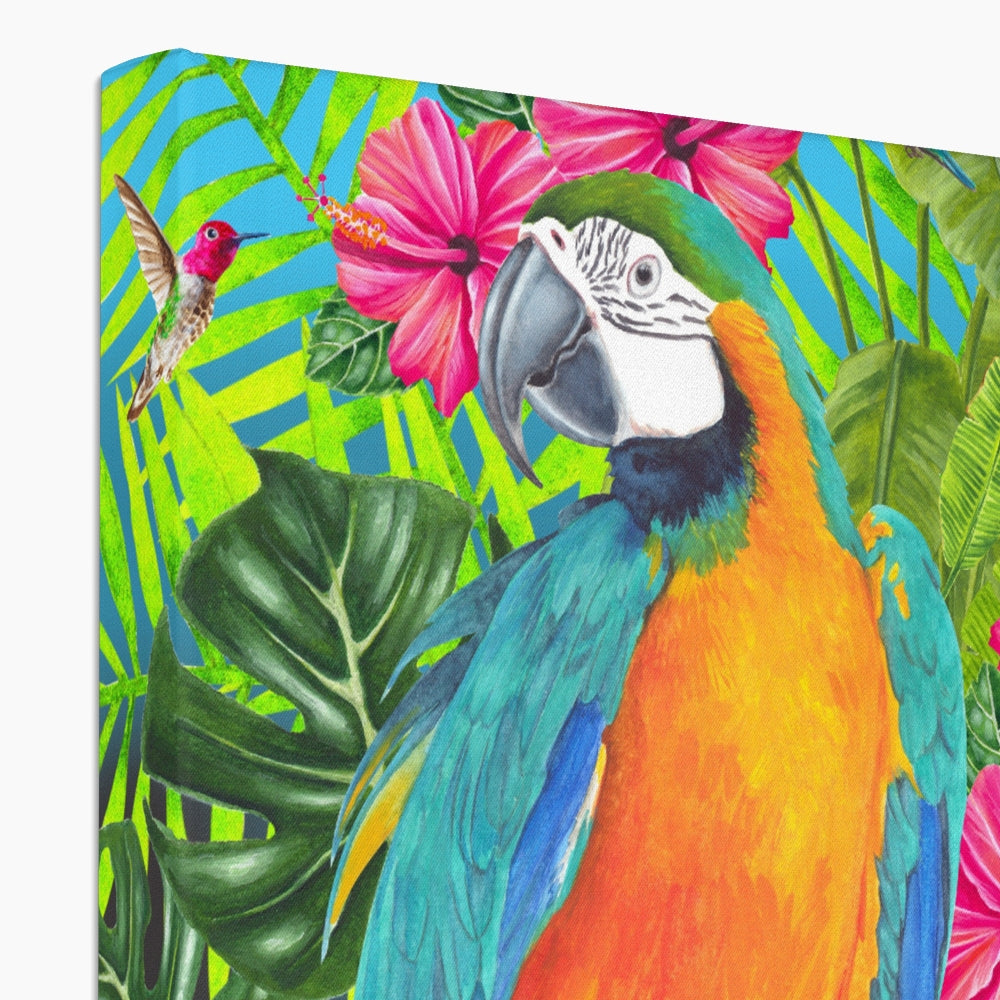 Tropical Dreams Floral Bird Art Canvas Print