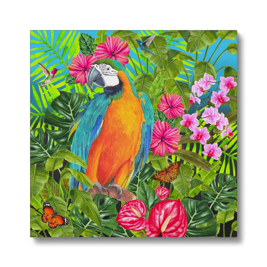 Tropical Dreams Floral Bird Art Canvas Print