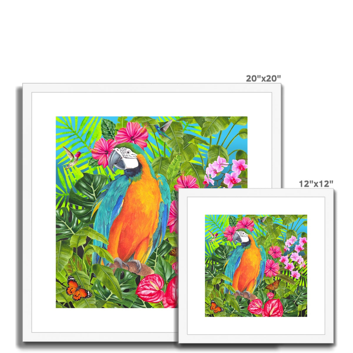 Tropical Dreams Floral Bird Art Framed & Mounted Print