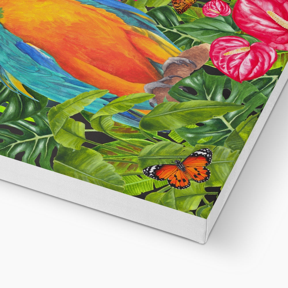 Tropical Dreams Floral Bird Art Canvas Print