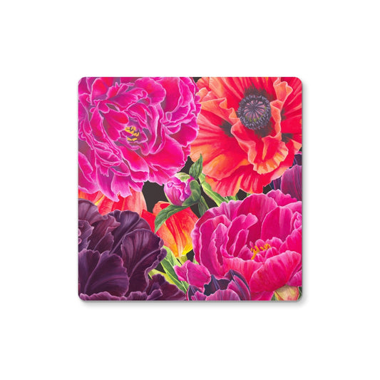 Springtime Passion Bold Floral Print Coaster Set of 4