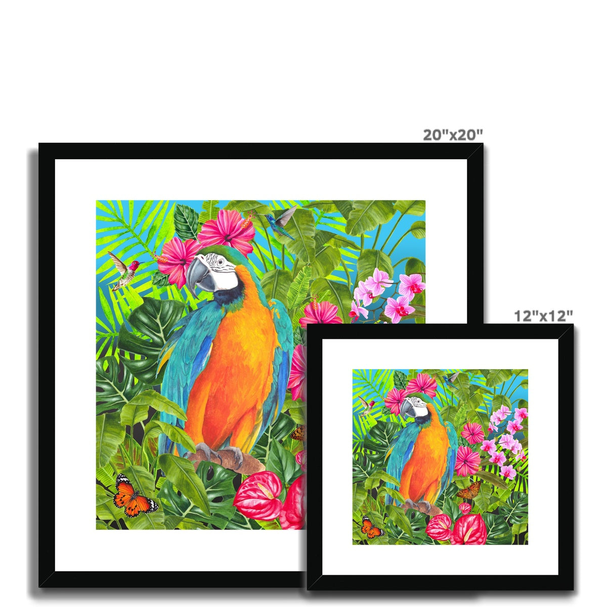 Tropical Dreams Floral Bird Art Framed & Mounted Print