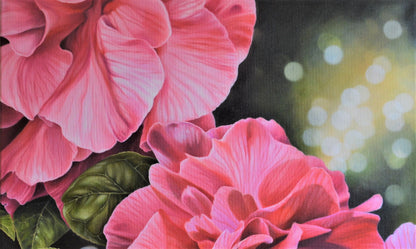 Anticipation Camellia Floral Oil Painting