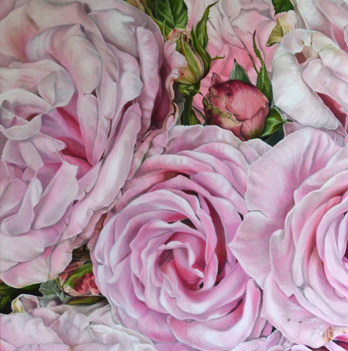 Pink Rose Adagio Original Rose Oil Painting on Linen