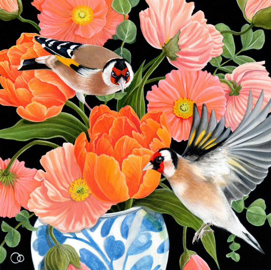 Goldfinches Original Watercolour & Gouache Painting