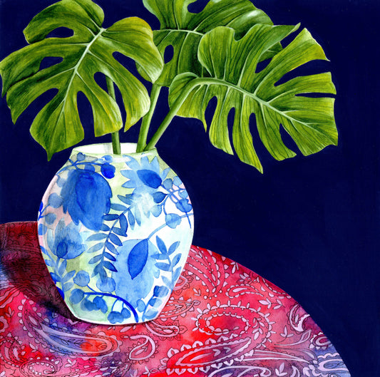 Monstera Still Life Watercolour & Gouache Painting