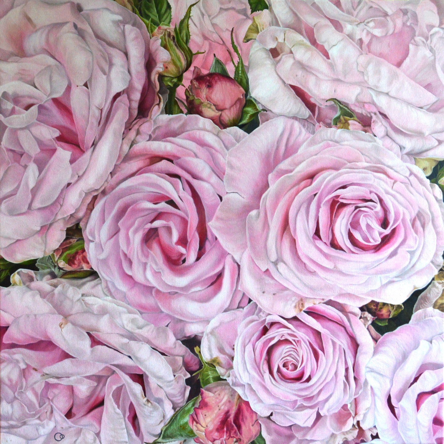 Pink Rose Adagio Original Rose Oil Painting on Linen