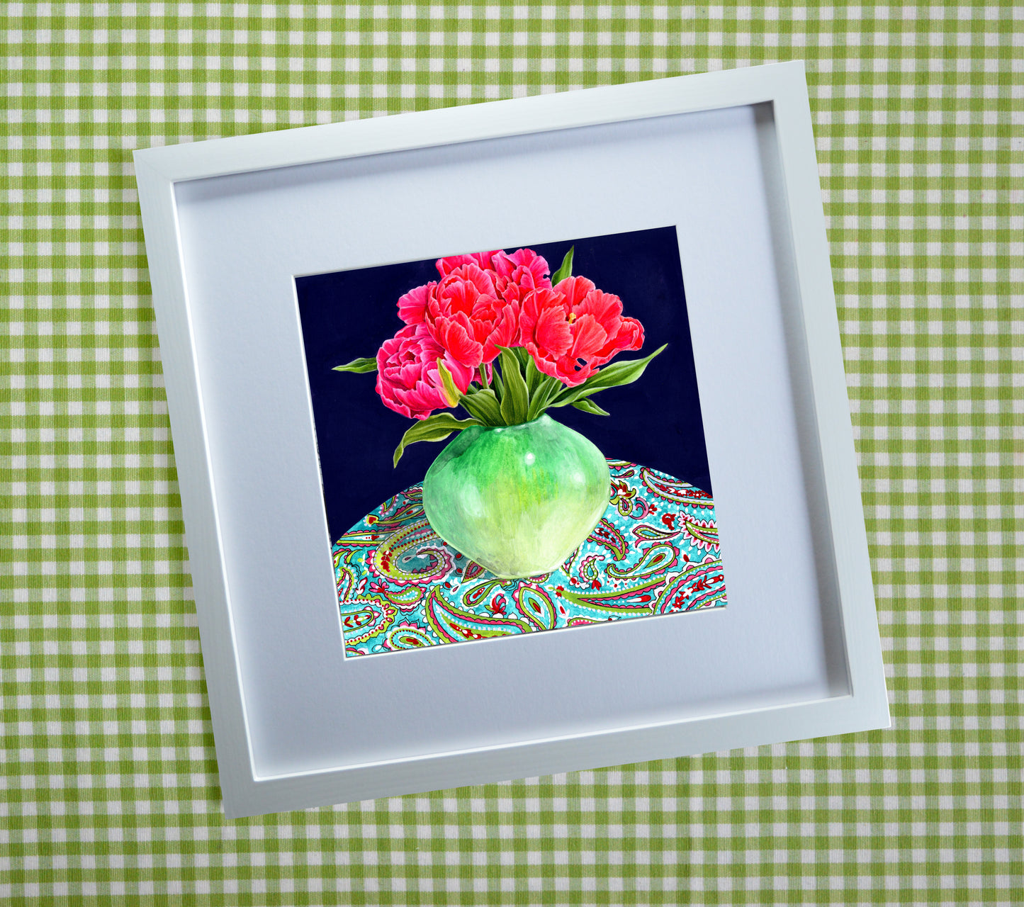 Vase of Tulips Original Mixed Media Painting