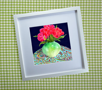 Vase of Tulips Original Mixed Media Painting