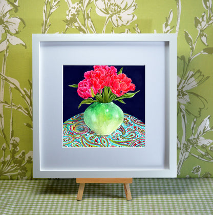 Vase of Tulips Original Mixed Media Painting