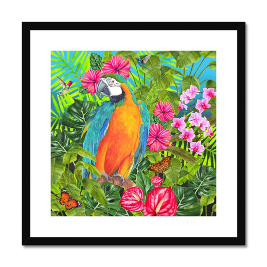 Tropical Dreams Floral Bird Art Framed & Mounted Print