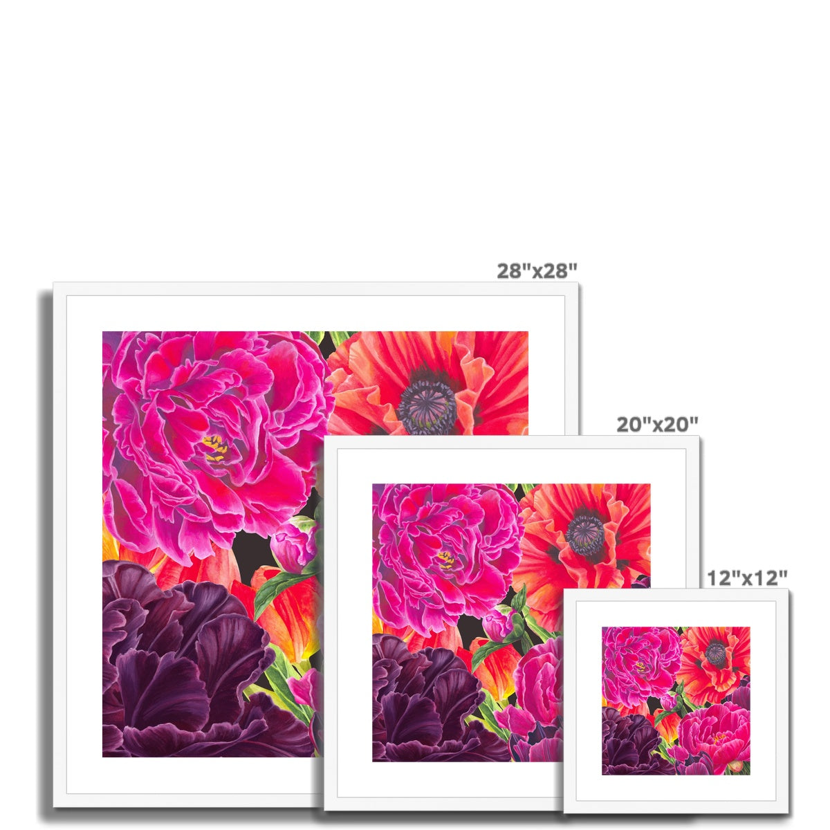 Springtime Passion Bold Floral Fine Art Framed & Mounted Print