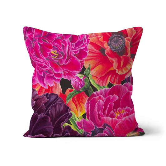 Springtime Passion Bold Floral Print Cushion